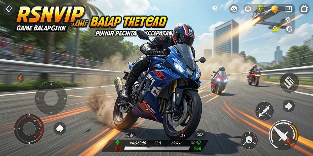 Tampilan menegangkan dari gameplay balap motor di RSNVIP.